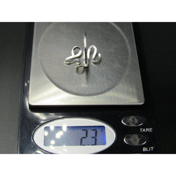 Size 8.5 Sterling Silver Pattern Abstract Finger Band Ring Vintage Statement - Picture 7 of 7